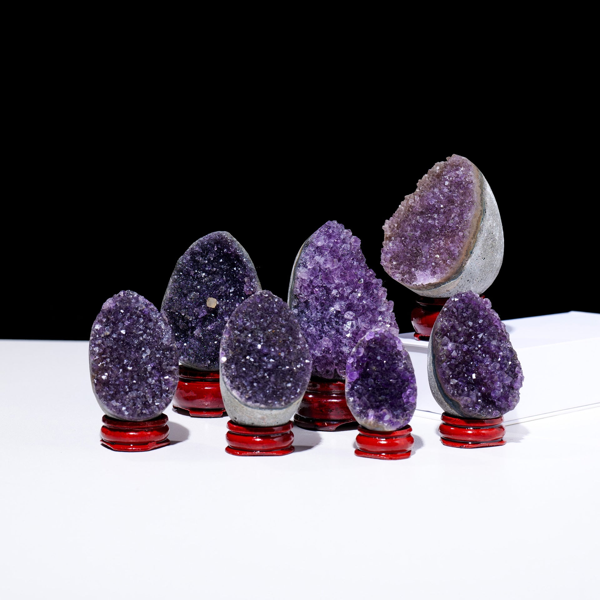 Natural Amethyst Geode Crystal Decoration with Base