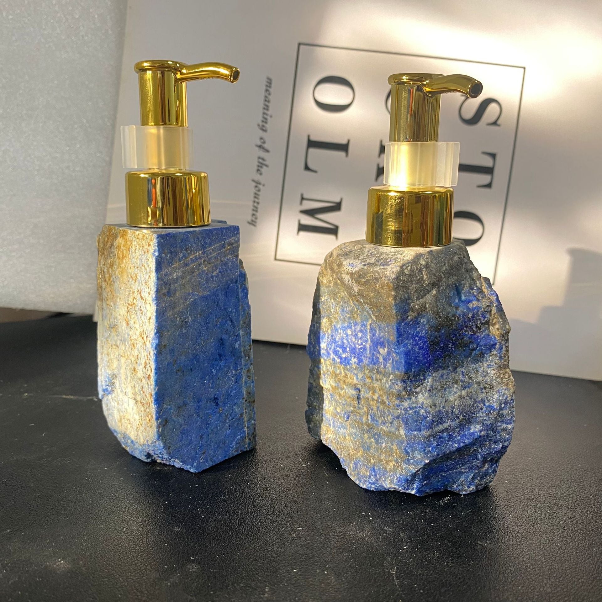Natural Lapis Lazuli Crystal Soap Dispenser Bottle