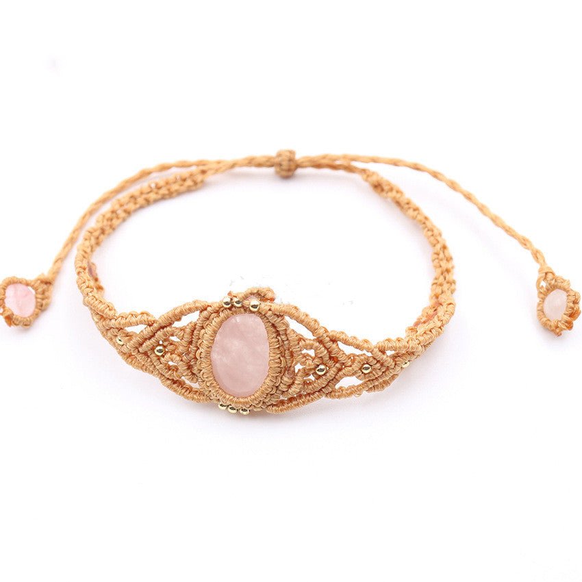 Rose Quartz Crystal Bracelet Bohemian Style