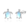 Load image into Gallery viewer, Moonstone Earrings 925 Sterling Silver Sea Turtle Style