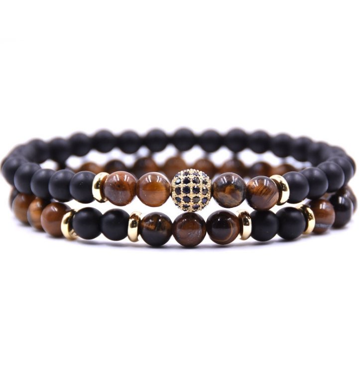 Tiger's Eye Stone Bead Bracelet With Natural Crystals and Gemstones
