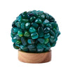 Green Agate Crystal Lamp with Wooden Base