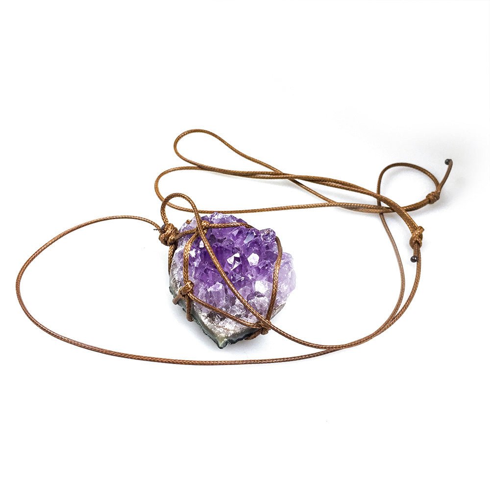 Amethyst Cluster Necklace Rope Style