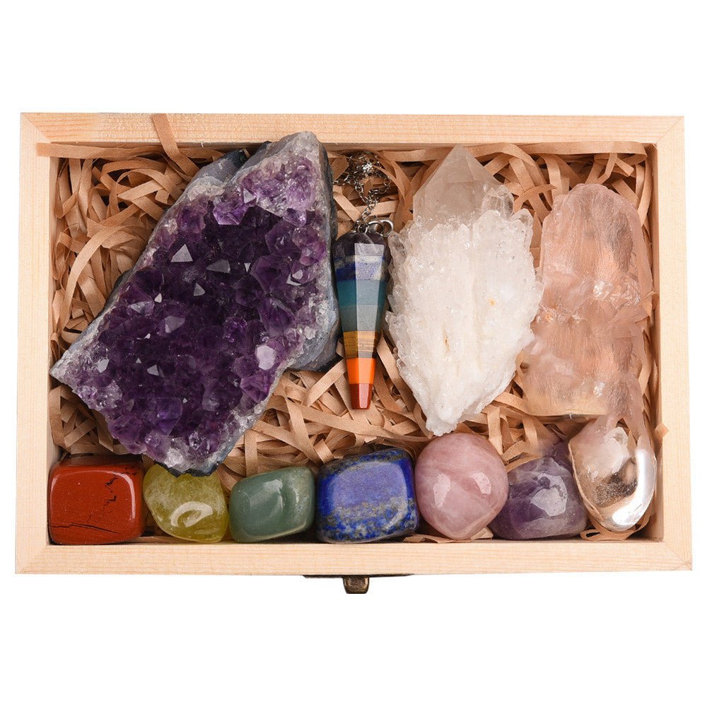 Natural Healing Crystal Gift Set With Pendulum