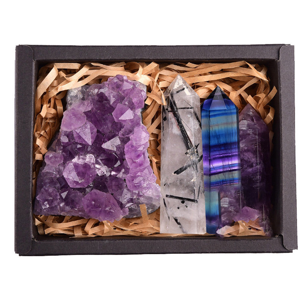 Natural Crystal Geode and Tower Gift Set