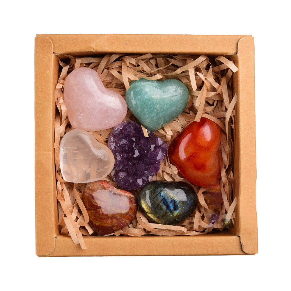 Natural Healing Crystal Heart Shape Gift Set