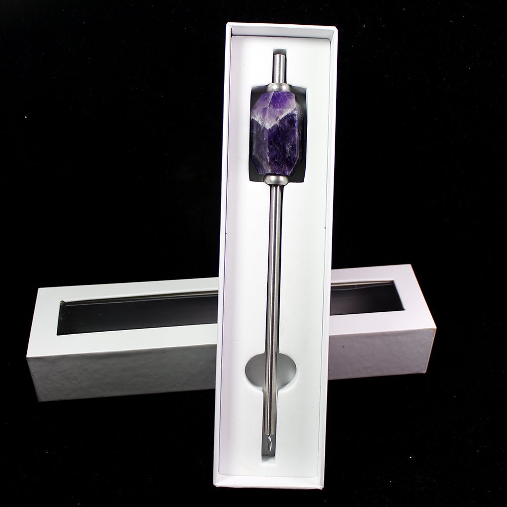 Reusable Straw With Natural Crystal Amethyst