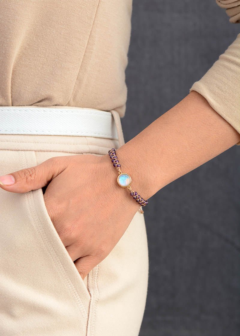 Gemstone Bracelet with Opal Stone Bohemian Style