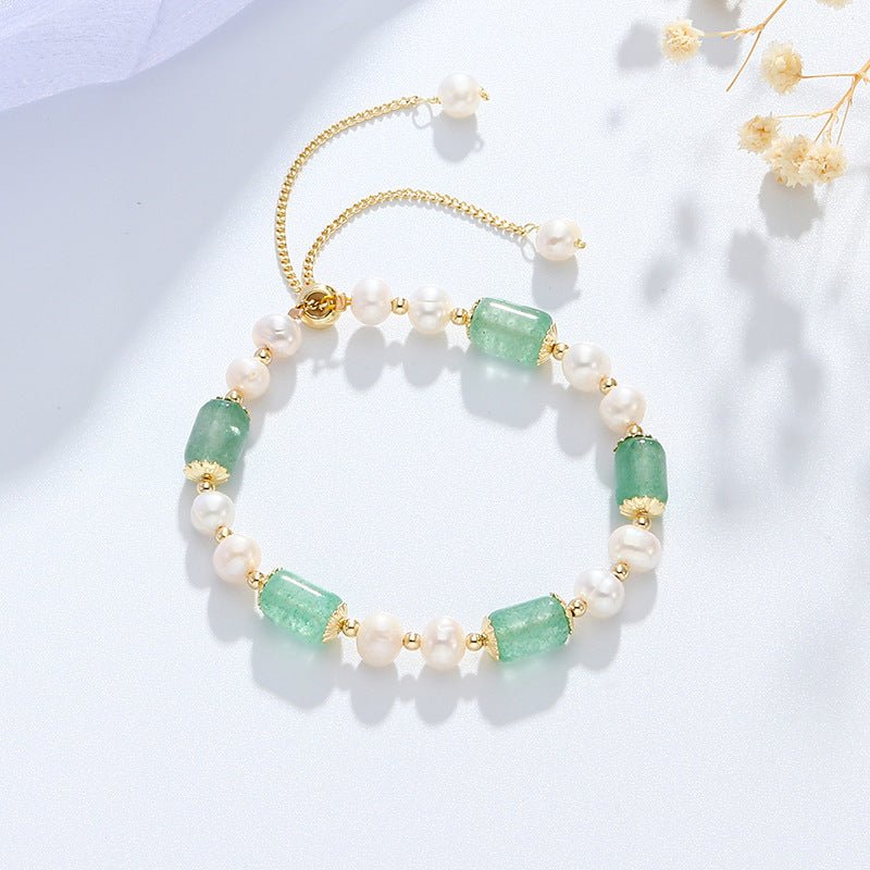 Green Aventurine Bracelet with Pearls