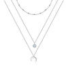 Moonstone Crystal Necklace 925 Sterling Silver Triple Layer Style
