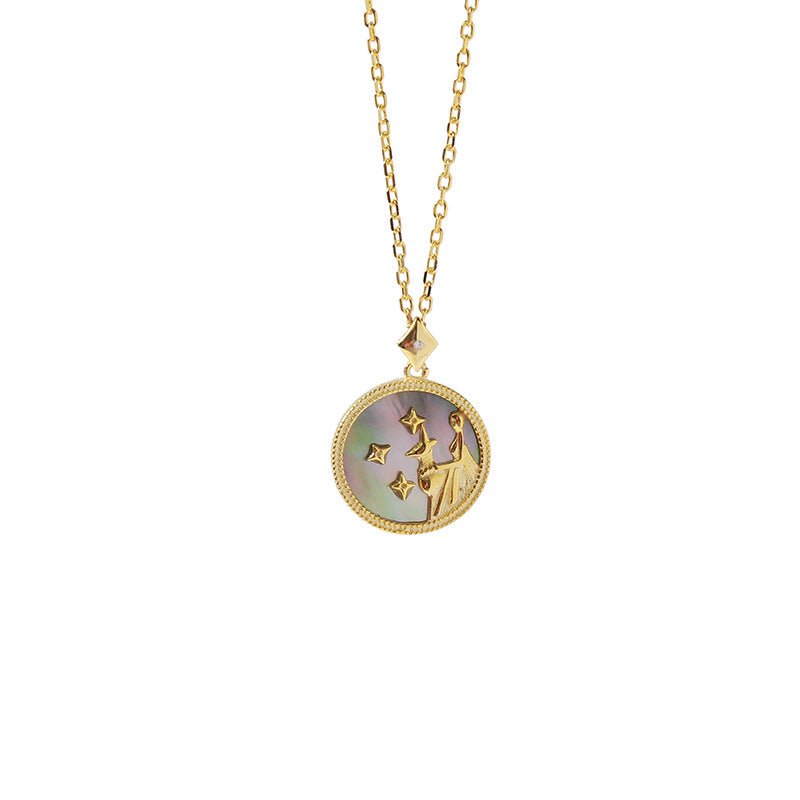 Blue Sandstone Zodiac Crystal Necklace Sterling Silver 925 Style