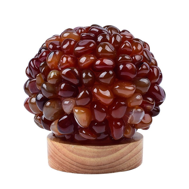 Carnelian Crystal Lamp with Wooden Base