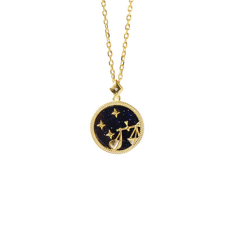 Blue Stone Gemstone Zodiac 925 Silver Necklace