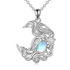 Moonstone Crystal Necklace 925 Sterling Silver Half Moon Crescent Style