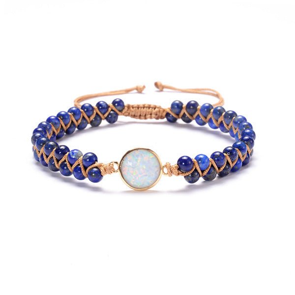 Lapis Lazuli Bracelet with Opal Stone Bohemian Style