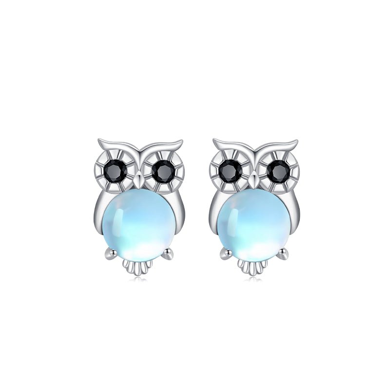 Moonstone Earrings 925 Sterling Silver Owl Style