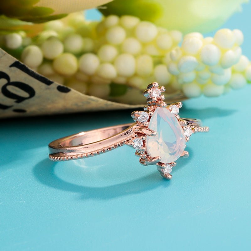 Moonstone Ring Rose Gold Crown Style