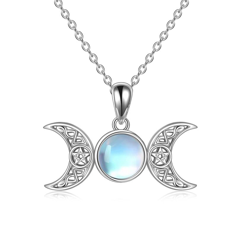 Moonstone Crystal Necklace 925 Sterling Silver Moon Style
