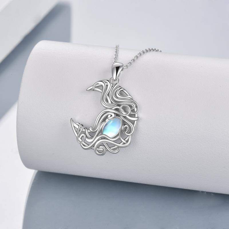 Moonstone Crystal Necklace 925 Sterling Silver Half Moon Crescent