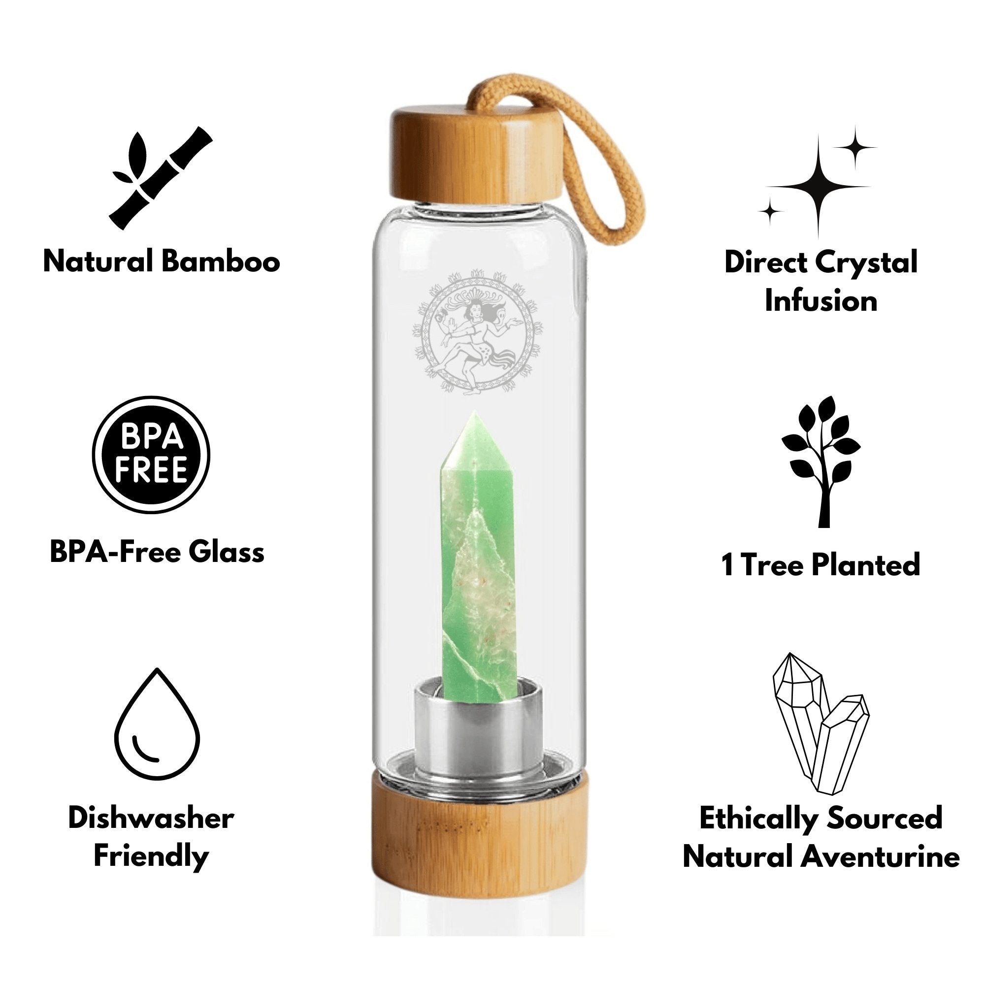 Bamboo Gem Infused Slim Crystal Water Bottle With 3Oz Tiger Eye And Green  Aventurine Infuser And Pro…See more Bamboo Gem Infused Slim Crystal Water