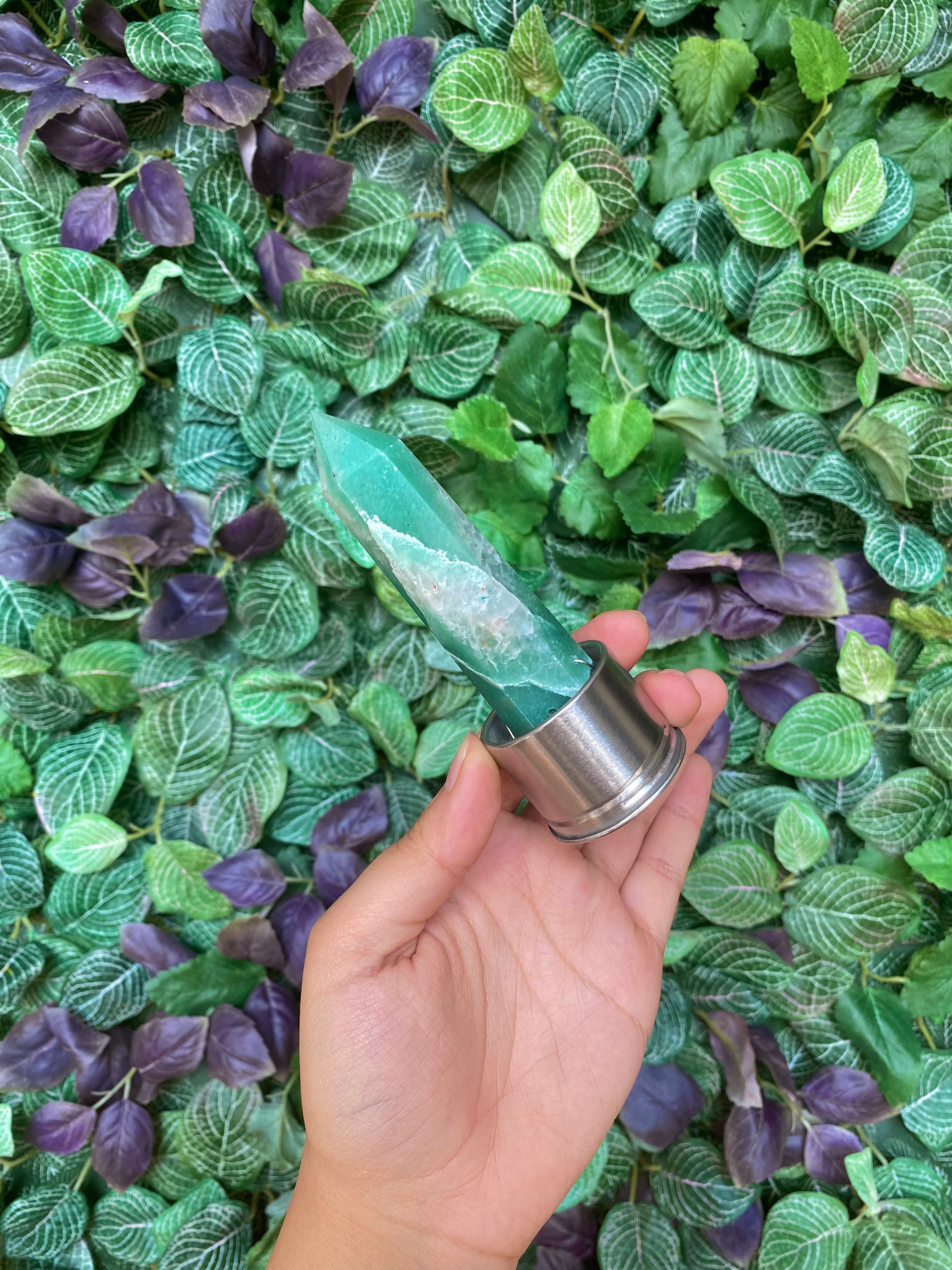 Interchangeable Green Aventurine Crystal Water Bottle Wand