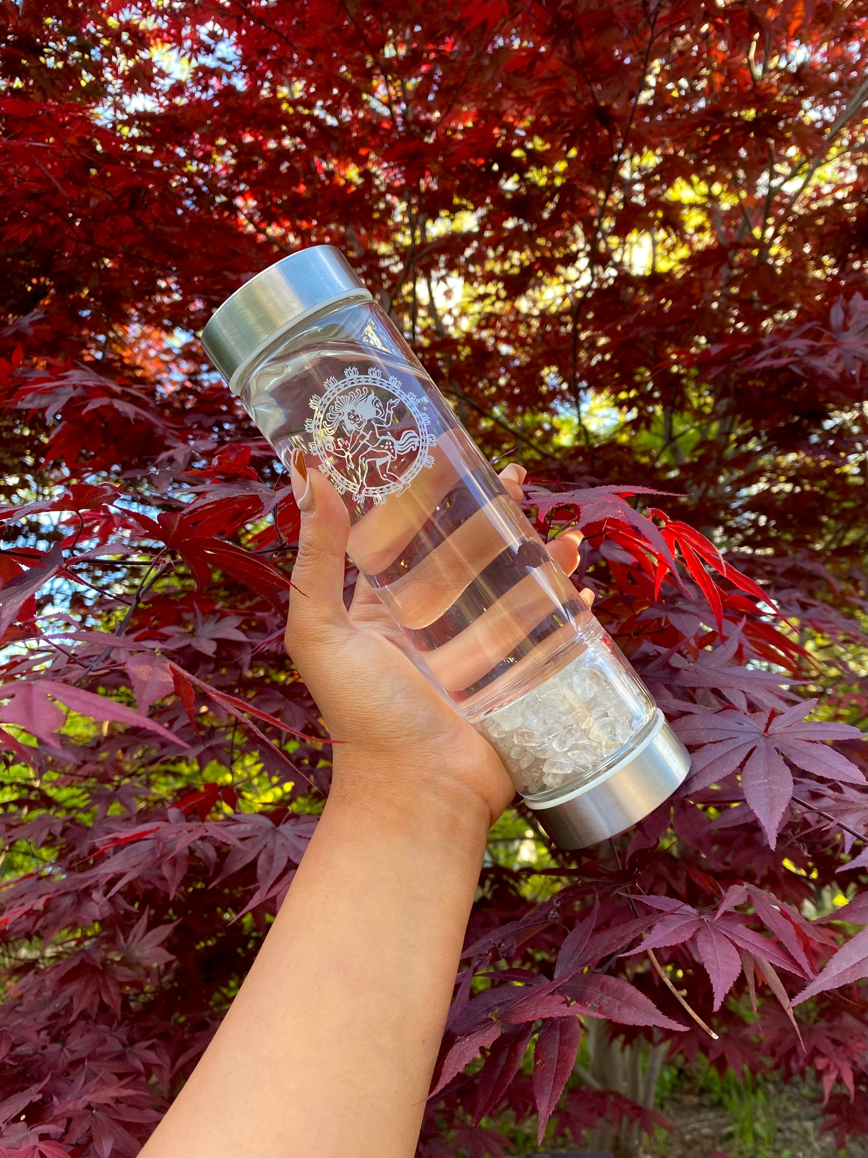 Clear Quartz Infusion Healing Crystal Water Bottle