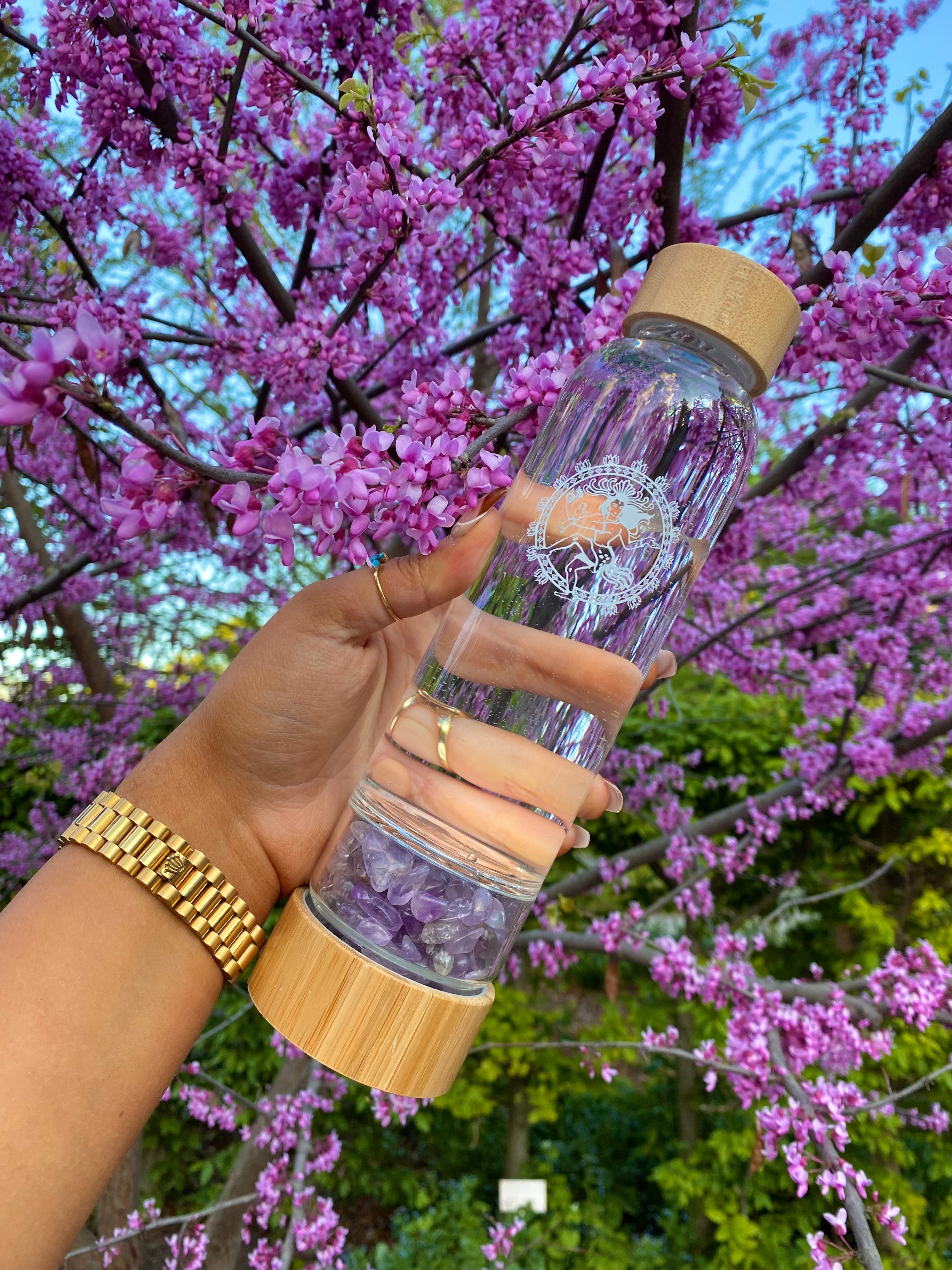 Dream Amethyst Bamboo Healing Crystal Water Bottle Lifestyle