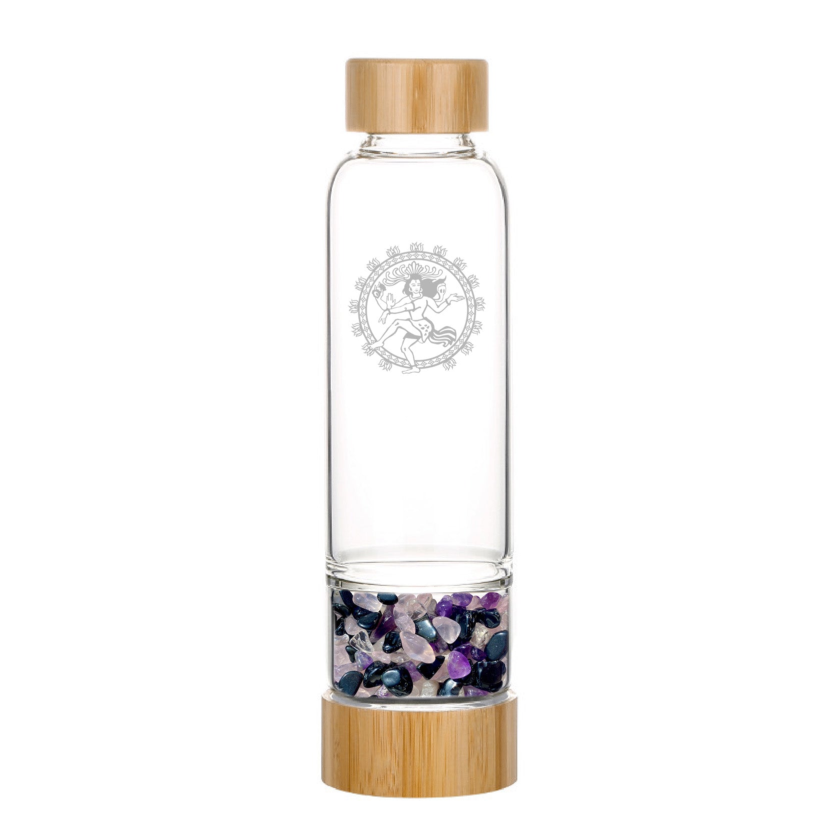 Meditation Crystal Water Bottle - Bamboo Style
