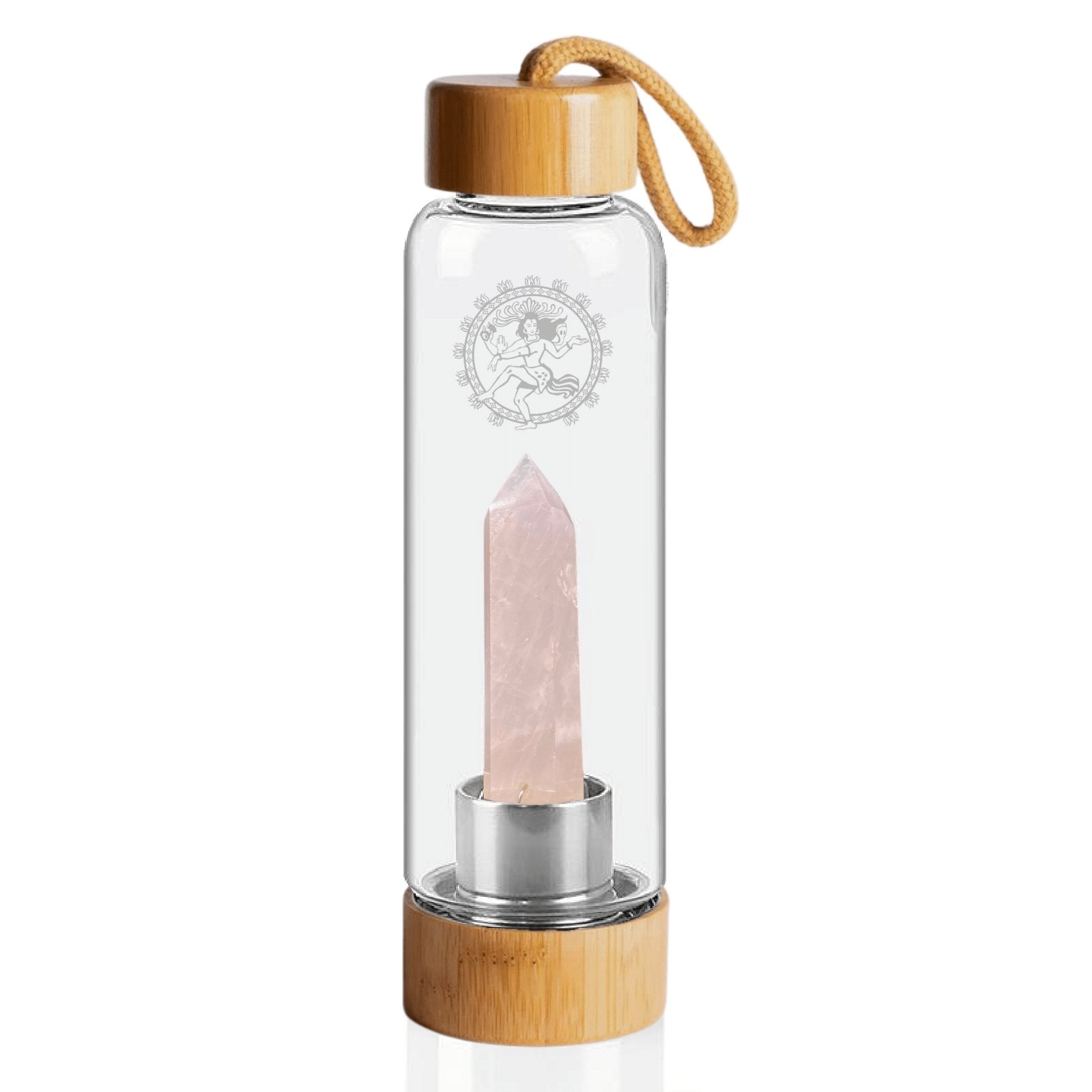 Rose Quartz Bamboo Crystal Water Bottle