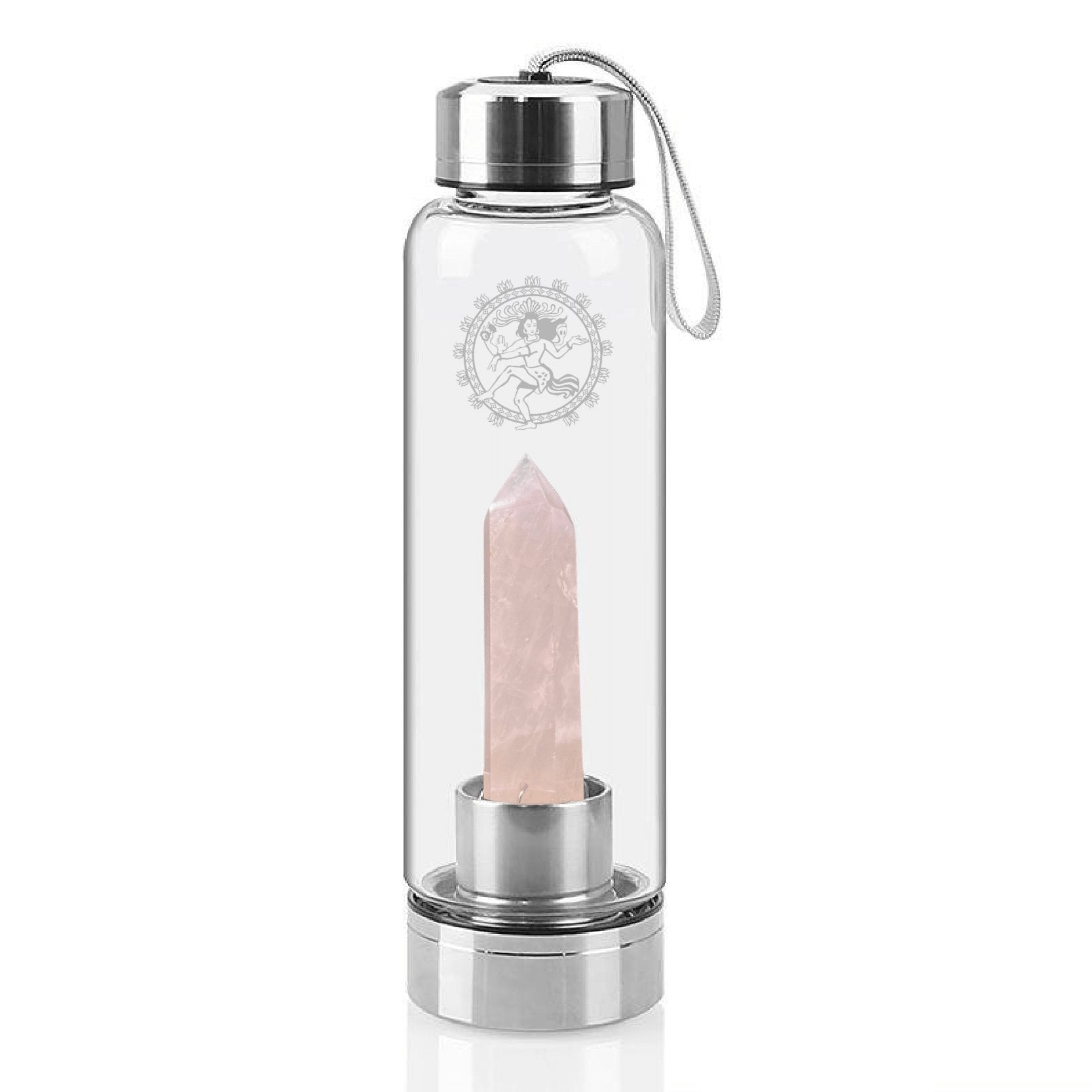 Rose Quartz Wand Point Crystal Water Bottle
