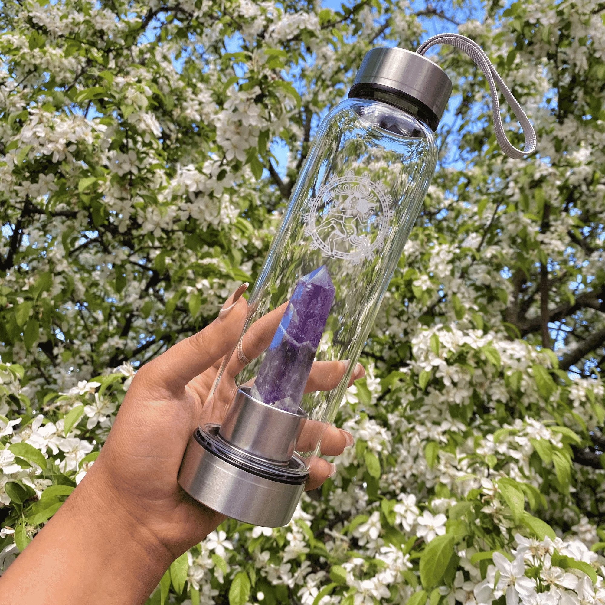 Amethyst Wand Point Crystal Water Bottle Lifestyle