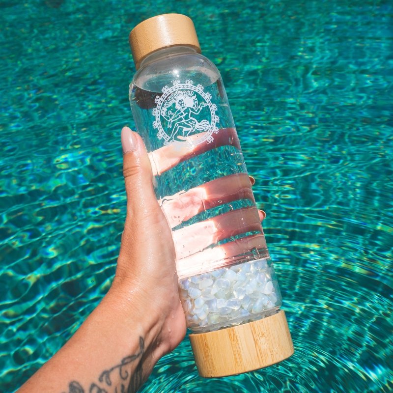 Opalite Bamboo Healing Crystal Water Bottle Lifestyle