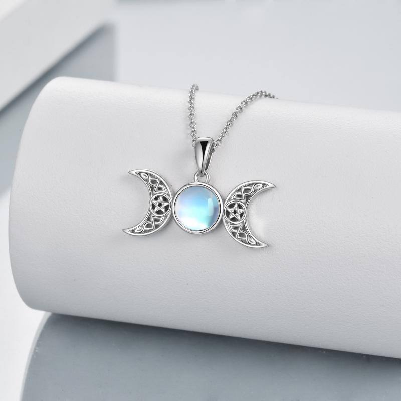 Moonstone Crystal Necklace 925 Sterling Silver Moon