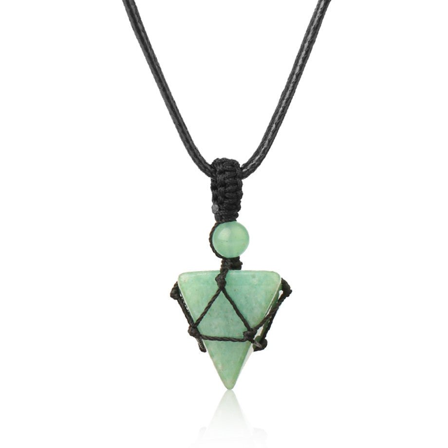 Green Aventurine Crystal Necklace Pyramid Style