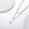 Load image into Gallery viewer, Moonstone Crystal Necklace Sterling Silver Triple Layer Style