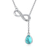 Turquoise Crystal Necklace 925 Sterling Silver Infinity Style