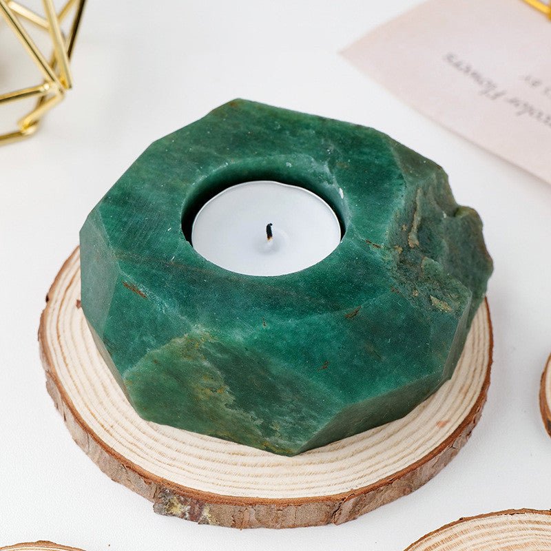 Natural Crystal Jade Geode Candle Holder
