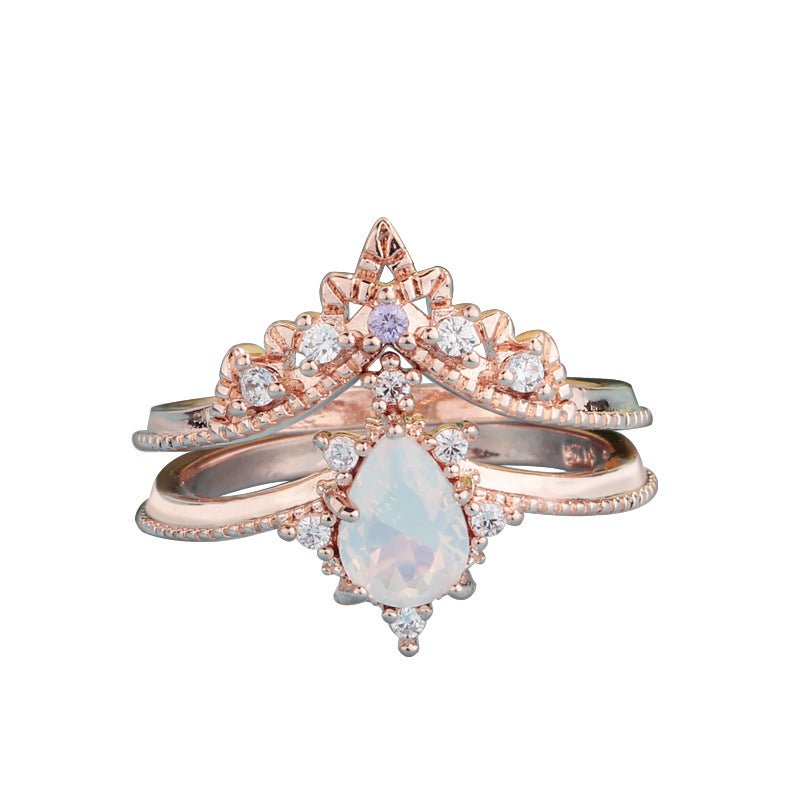Moonstone Ring Rose Gold Crown Style