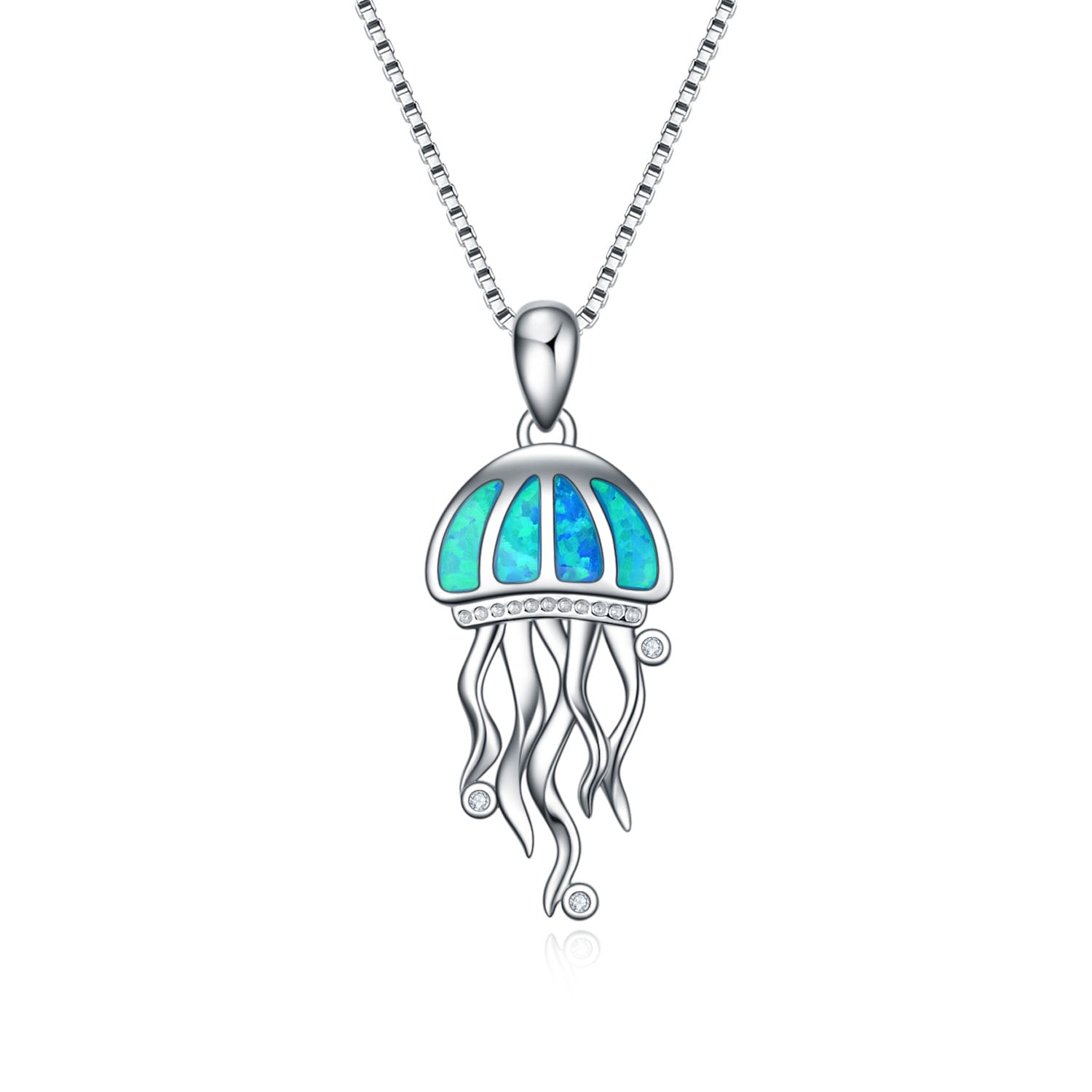 Moonstone Crystal Necklace 925 Sterling Silver Jellyfish Style